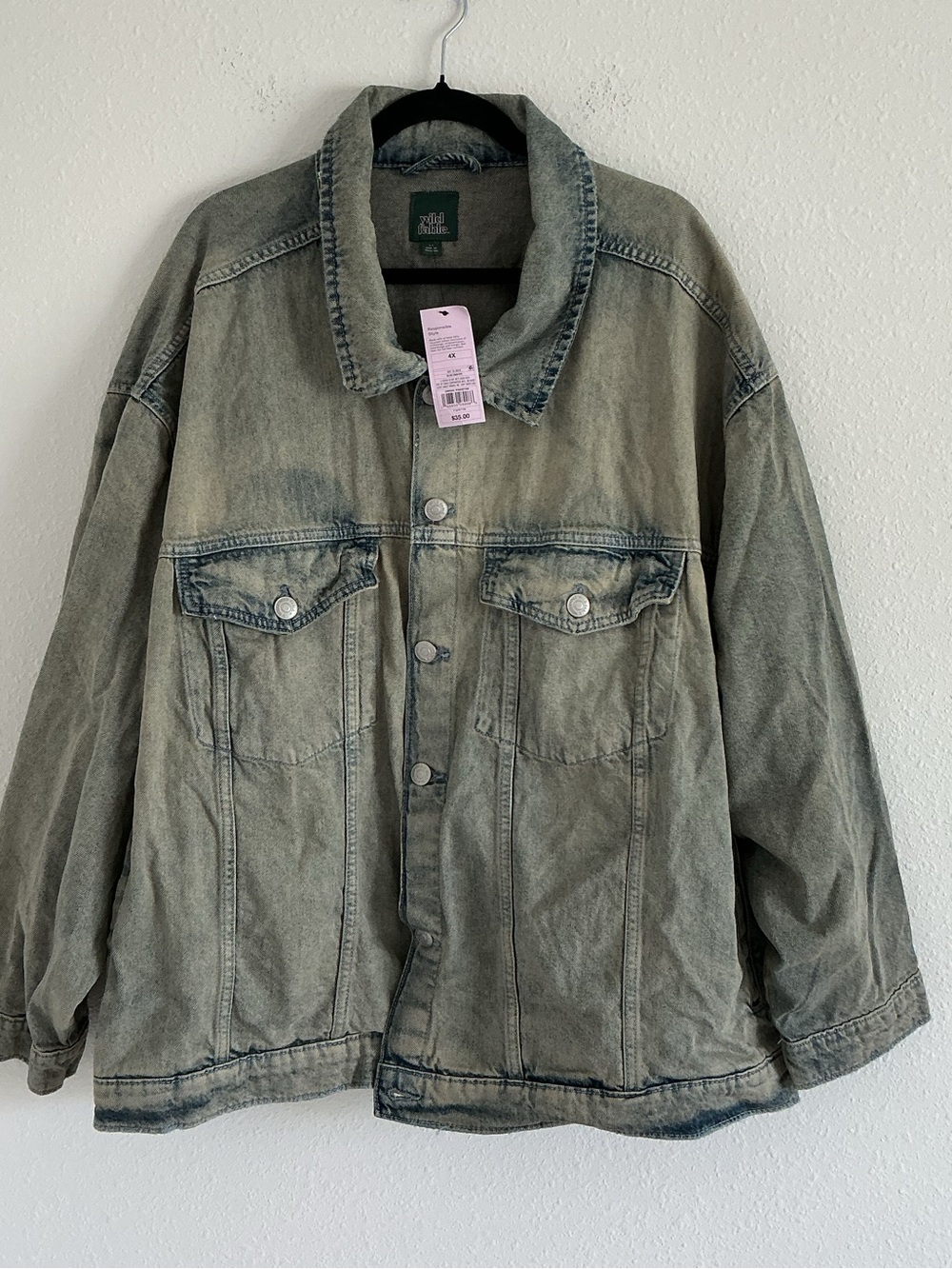 wild fable Olive Green Washed Denim Jacket